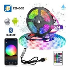 Fita Led USB 5050 Rgb Bluetooth Com Controlador App Ip65 Prova D'água