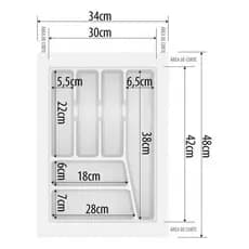 Organizador Divisórias Porta Talheres Utensílios Colher Garfo Faca Gaveta Cozinha Branco Lj-022
