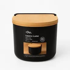 Saleiro De Mesa E Bancada Com Tampa De Bambu Linha Lume Ou