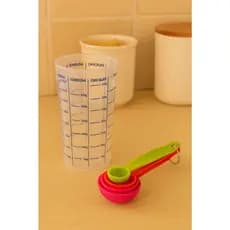 Kit Medidor Cozinha Copo 500ml e Colheres Medidoras Receitas Fáceis Confeitaria Criativa 5 Peças