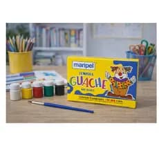 Tinta Guache 6 Cores | Não Tóxica | Material Escolar Infantil | Volta às Aulas