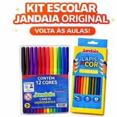 Kit Escolar Jandainha Original – Canetinha 12 Cores + Lápis de Cor 12 Cores | Volta às Aulas