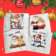 Kit 5/10/15/20/30 un Pano de Prato Natal Estampas Natalinas - tamanho grande