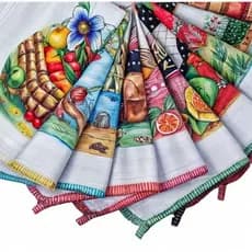 kit Pano de prato Grande estampado com viés para cozinha 100% Algodão
