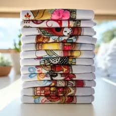 kit Pano de prato de cozinha estampado com bainha 100% algodão estampas variadas