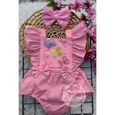 Jardineira Romper,  jardim encantado( Borboletas)+ tiara