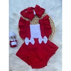 Jardineira romper infantil -  natal - roupa de bebê; acompanha laço; mamãe noel - laço