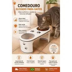 Comedouro Elevado para Gato | Suporte Duplo para Tigelas | Tigelas Não Inclusas