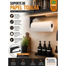 Suporte Porta Papel Toalha  Cinza Marmorizado Fixação Sem Furos