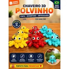 Chaveiro Polvo Articulado Flexível Antiestresse Colorido –  combo com 2 chaveiros, nos chame para escolher suas cores.