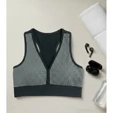 KIT C/2 Top Feminino Suplex Fitnes  Top academia Flocado com bojo removível