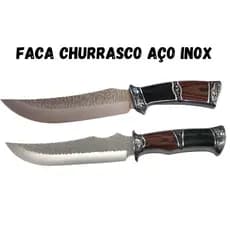 Faca Churrasco Caça e Pesca Cabo Artesanal em Madeira, Aço Inox FullTang - 1610