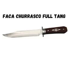 Faca Churrasco Caça e Pesca Cabo Artesanal em Madeira, Aço Inox FullTang - 1225