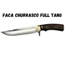 Faca Churrasco Caça e Pesca Cabo Artesanal em Madeira, Aço Inox FullTang - 1513
