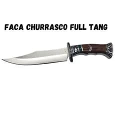Faca Churrasco Caça e Pesca Cabo Artesanal em Madeira, Aço Inox FullTang - 1918