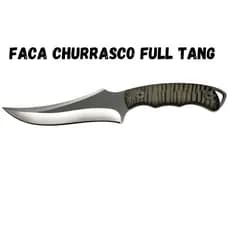 Faca Churrasco Caça e Pesca Cabo em Aço Inox Trabalhado FullTang - 1472