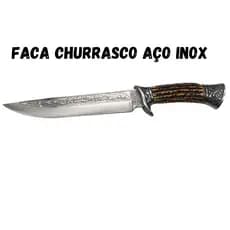 Faca Churrasco Aço Inox Caça e Pesca Cabo Artesanal Resinado - 1934