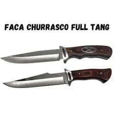 Faca Churrasco Caça e Pesca Cabo Artesanal em Madeira, Aço Inox FullTang - 1509