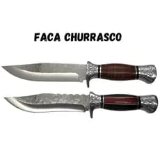 Faca Churrasco Caça e Pesca Cabo Artesanal em Madeira, Aço Inox - 1898