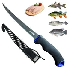 Faca de Peixe Fileteira Marine Sport MFK6C 29cm Lamina Inox Teflon Pesca Corte Preciso Antiaderente