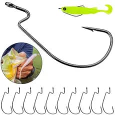 Kit 10un Anzol Offset EWG Reforçado Black Anti Enrosco Isca Artificial Pesca Trairá Tucunaré Robalo