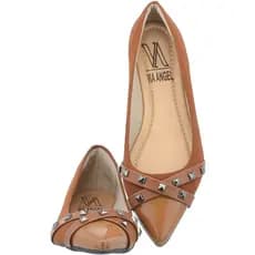 Sapatilha Feminina Bico Fino Rasteira Verniz com Brilho Flat Confortável Via Angel 1604.