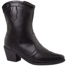Bota Feminina Texana salto baixo grosso Wester Country Cano Curto Bico Fino Boiadeira Via Angel 6901.