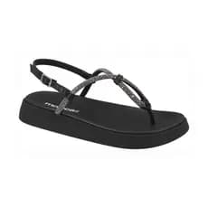 Sandalia Papete Feminina Moleca Flatform de Dedo Brilho Strass Anatômica 5499.100