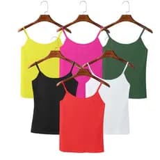 Kit 5 Blusinhas Alça Fina Regata Feminina Casual Lisa Regata feminina em Viscolycra
