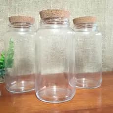 Kit 3 Potes de Vidro 830ml com Tampa Rolha Bolacha Sal Açúcar Macarrão Arroz Feijão