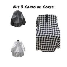 Kit 3 capas adulto cetim para barbeiro cabelereiro