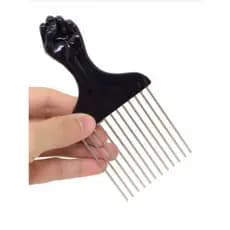 Pente Garfo Afro Black Power Cachos Dentes De Aço Preto