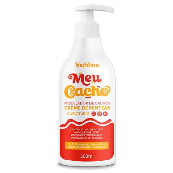 Creme De Pentear Meu Cacho Modelador de Cachos YouShine 500mL Definição Hidratação Encaracolando