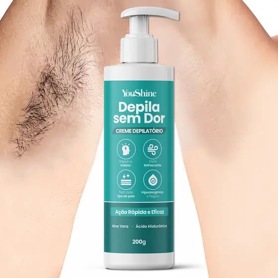 Creme Depilatório Depila Sem Dor YouShine 250g Depilação para Corpo Pernas Axilas Virilhas Aloe Vera