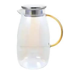 Jarra de Vidro Borossilicato 1,9L Canelada com Tampa Inox Elegante Resistente para Bebida Quente