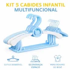 Cabide Infantil Ajustável Ursinho Kit 5 Bebê Plástico