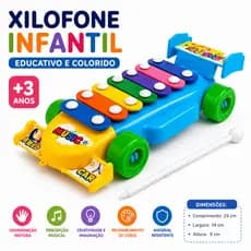 Brinquedo Xilofone Infanti Musical Instrumento Educativo Colorido Coordenação Motora Piano