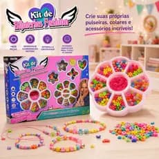 Brinquedo Kit de Miçangas para Montar Pulseira 600 Peças Infantil Menina Princesa Coloridas Colar Presente