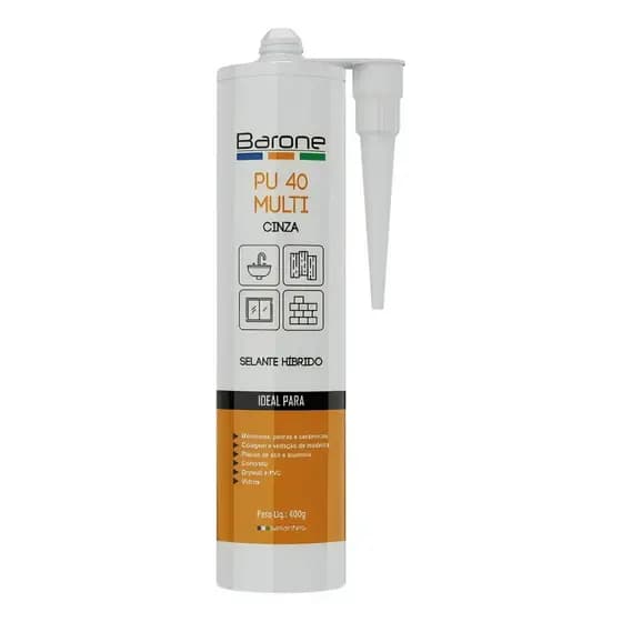 Selante Poliuretano Barone PU40 Multi Cinza 400g Vedação Interna Externa