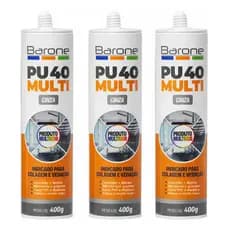 Kit 03 Selante Pu40 Silicon Mult Adesivo Flex Uso Geral Cinz