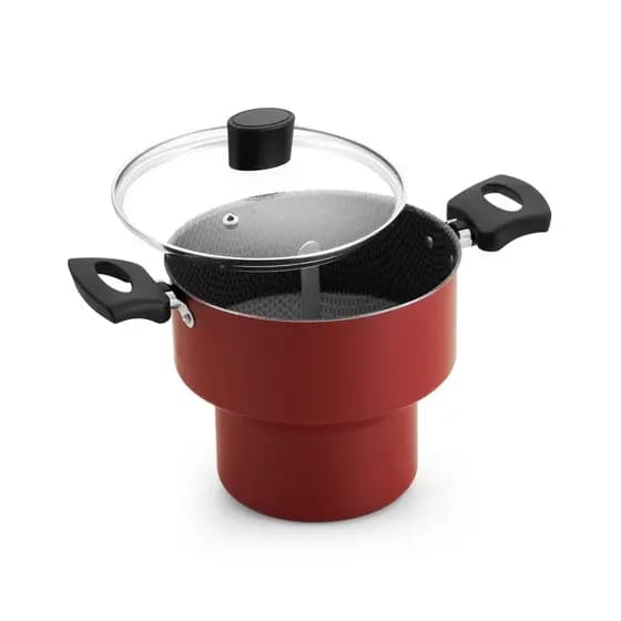 Cuscuzeiro Antiaderente Grande Luxo Alegrete 18cm C/ Tampa de Vidro Cuscuz Teflon