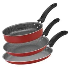 Jogo de Panelas 3 Frigideira Antiaderente Francesa 22cm, Panquequeira e Reta 20cm Telfon Panqueca Crepe