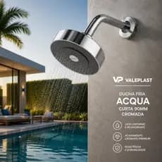 Ducha Fria Articulada Piscina Chuveiro Acqua Chuveirao 90mm Cromada Braço Curto