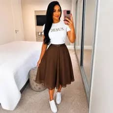 Saia de Tule Midi Godê Moda Evangélica Feminina Acompanha o Cinto