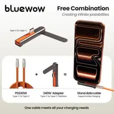 Cabo De Dados Com Suporte Angular Tipo C De 240 W Para Alto-Falante 2 Em 1-1.5 M | 90 ° Jogos Cotovelo Carregamento Rápi