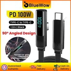Cabo De Dados De Cotovelo Tipo C BlueWow 100W Com USB Digital Para Fios De Carregamento Rápido 1.2M