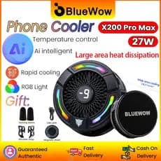 Refrigerador De Telefone BlueWow X200 Pro Max De Grande Área | Resfriamento De Gelo AI 27W Radiador Para Jogos De Congel