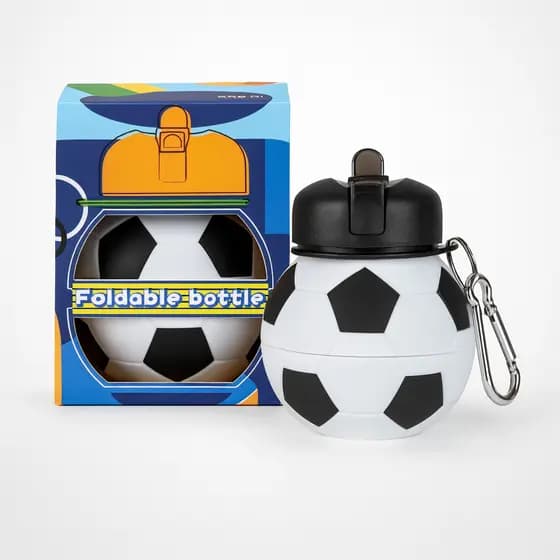 Garrafa Dobrável Silicone Infantil Portátil Esportiva Brinquedo Futebol Basquete Squeeze Eco Treino