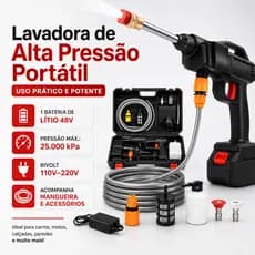 Lavadora Portátil 48V Alta Pressão Recarregável lava jato profissional pistola bateria carro jardim