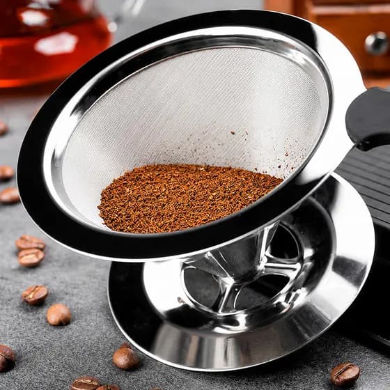 Coador Permanente de Café e Chá em Aço Inoxidável Fine Mesh